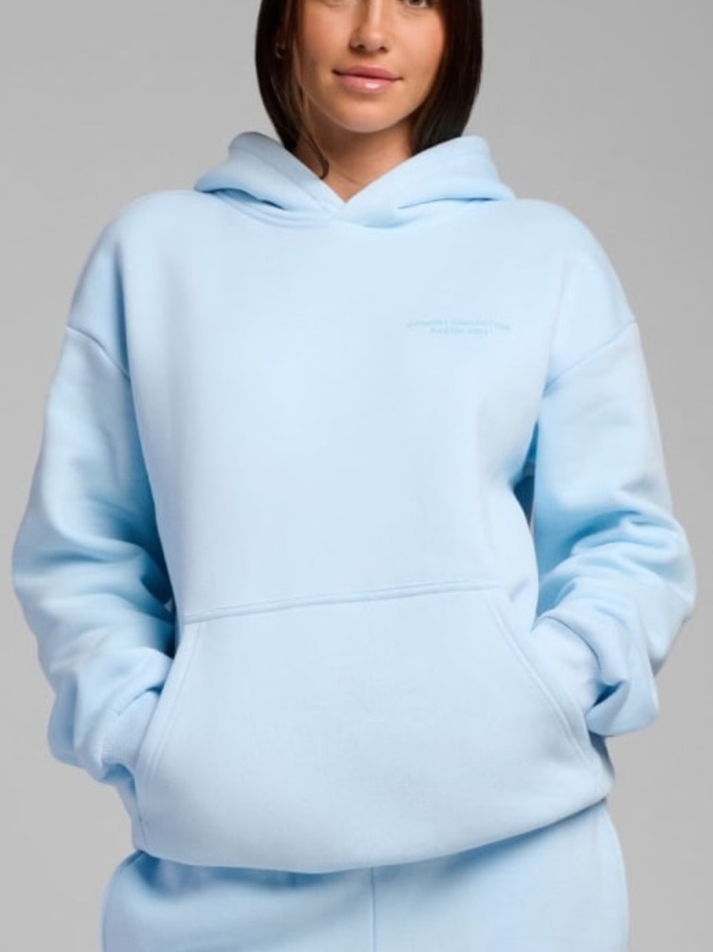 Comfrt Pastel Hoodie Baby Blue Oversized Pullover Sweatshirt Large